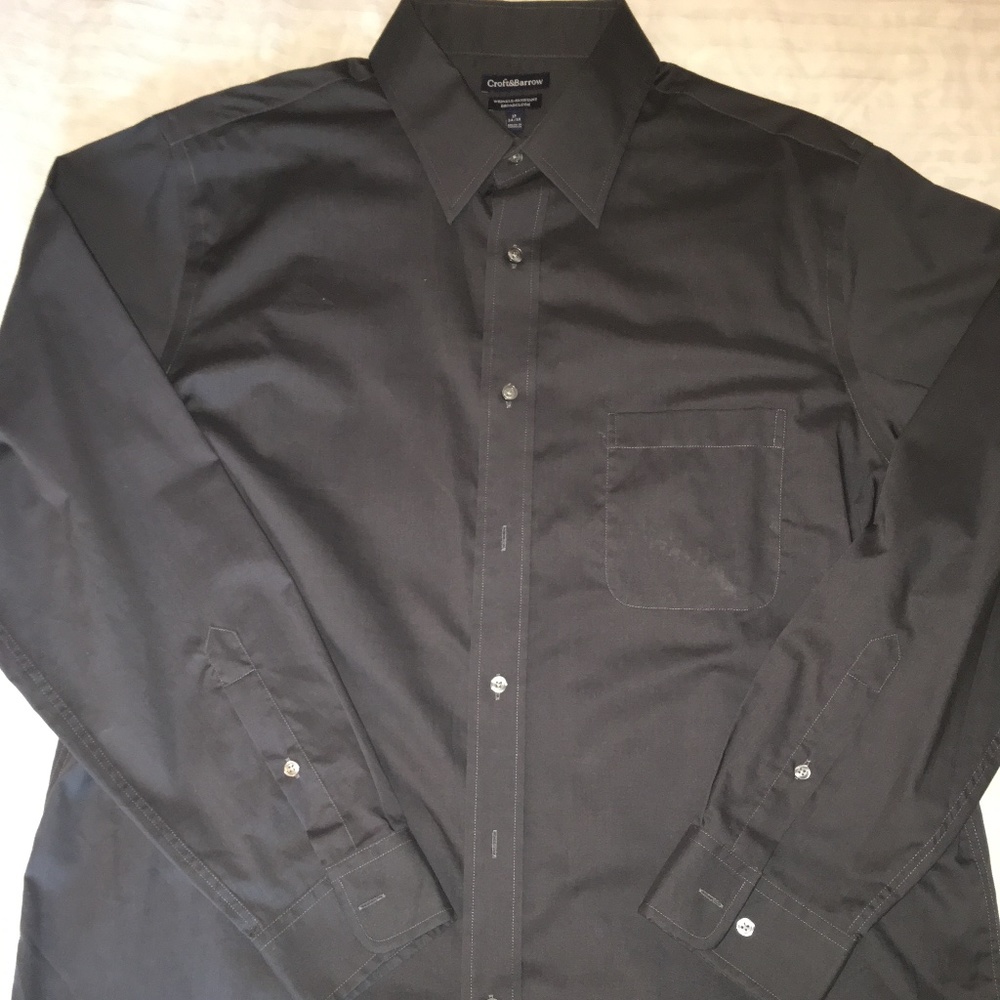Croft and Barrow Mens Dress Shirt Grey Wrinkle Fr